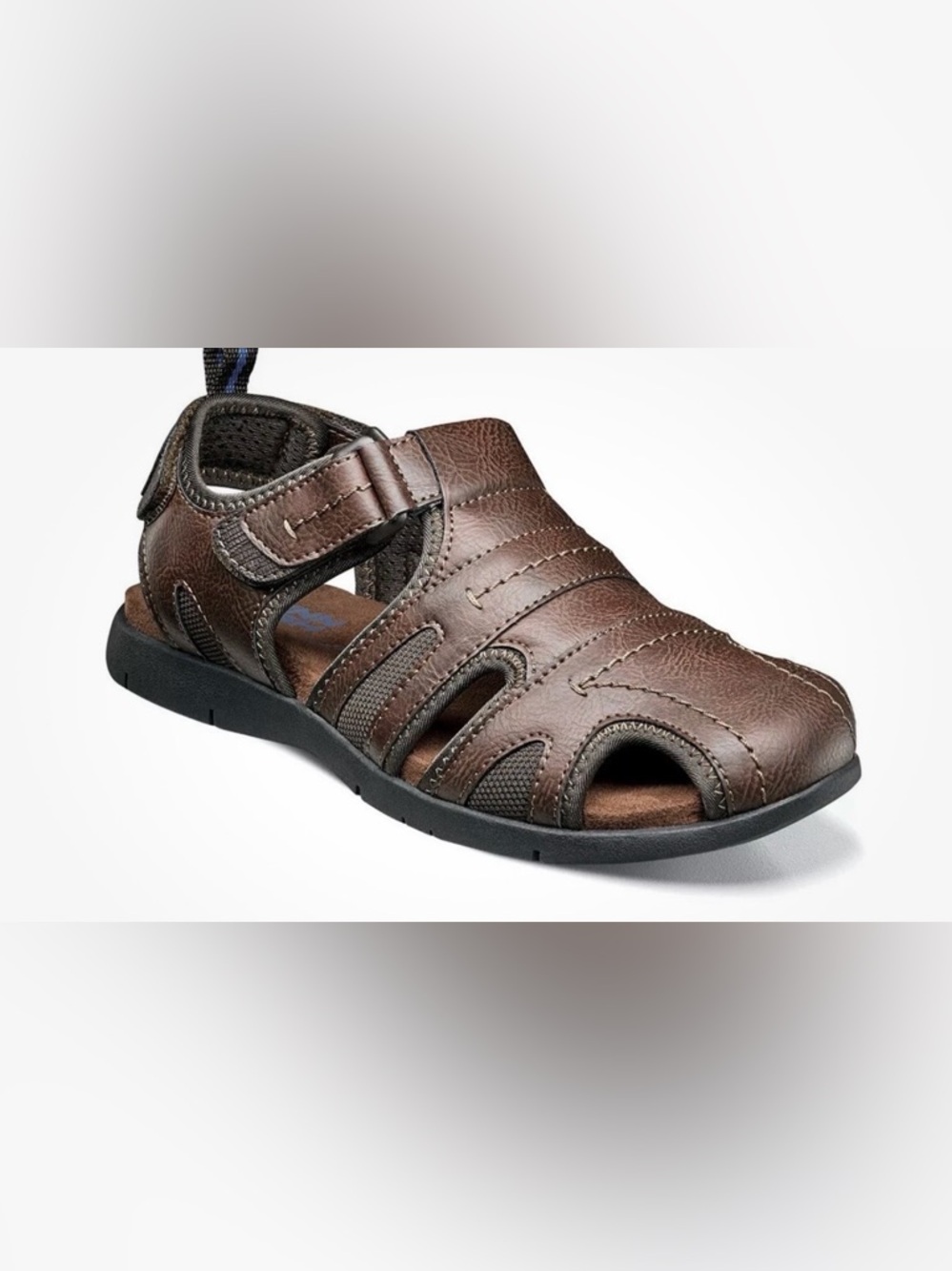 Nunn Bush Brown Leather Men's Closed-Toe Fisherman Sandal